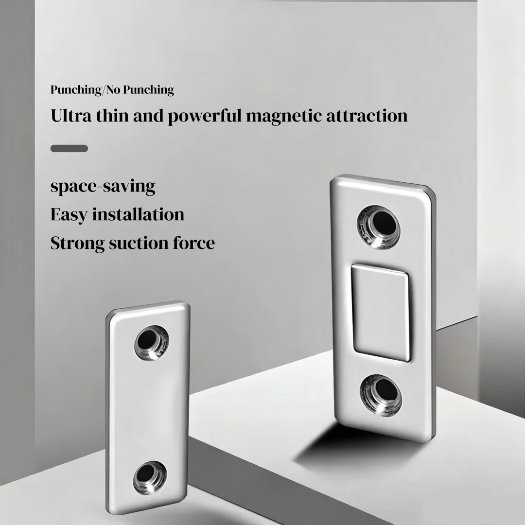 Cabinet magnets are used for closing，and small stainless steel cabinet locks are used for indoor light and medium-sized cabinets
