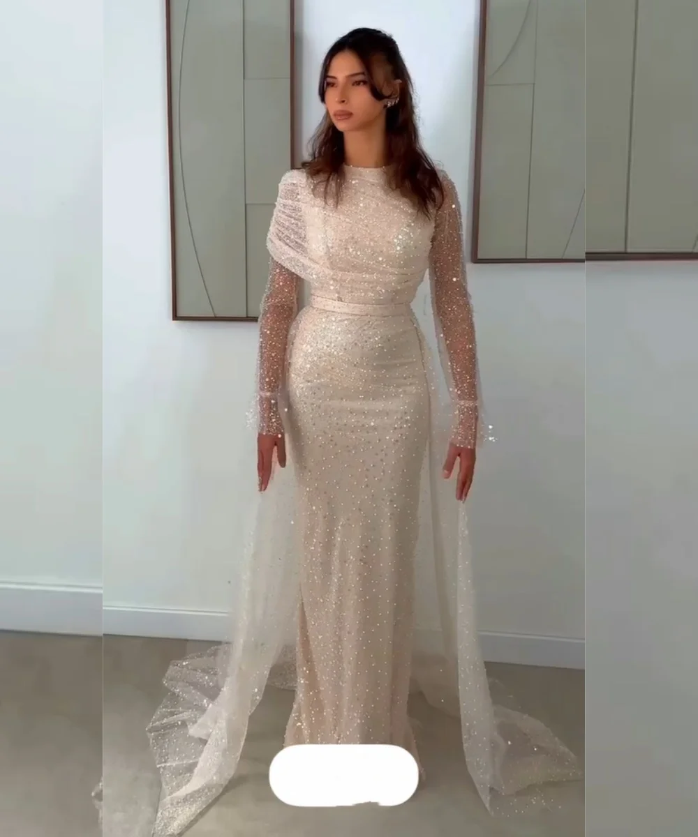 

Customized Formal Sequin Pleat Straight Scoop Neck Long Prom Dresses Bespoke Occasion Chinese Style Sparkle