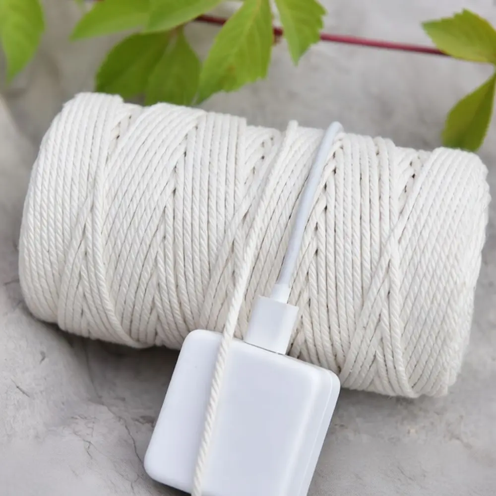 Natural Cotton Cord Macrame Rope For Handicrafts DIY Wall Hanging Crafting Knitting Weaving Projects Soft Twisted Utility Twine