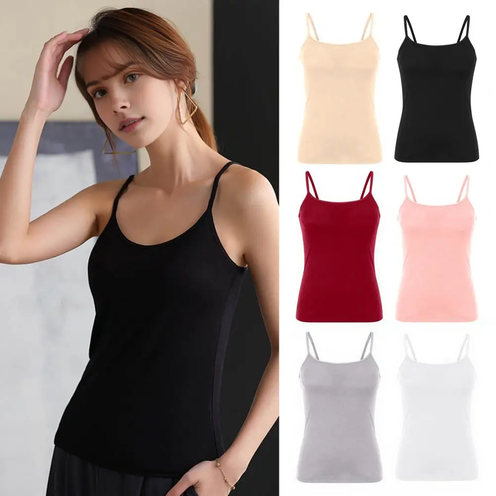 

Seamless Ice Silk Air Cup Camisole With Breast Pads For Outerwear And Inner Back Slim Fit Bottoming Top For Women Workout Top