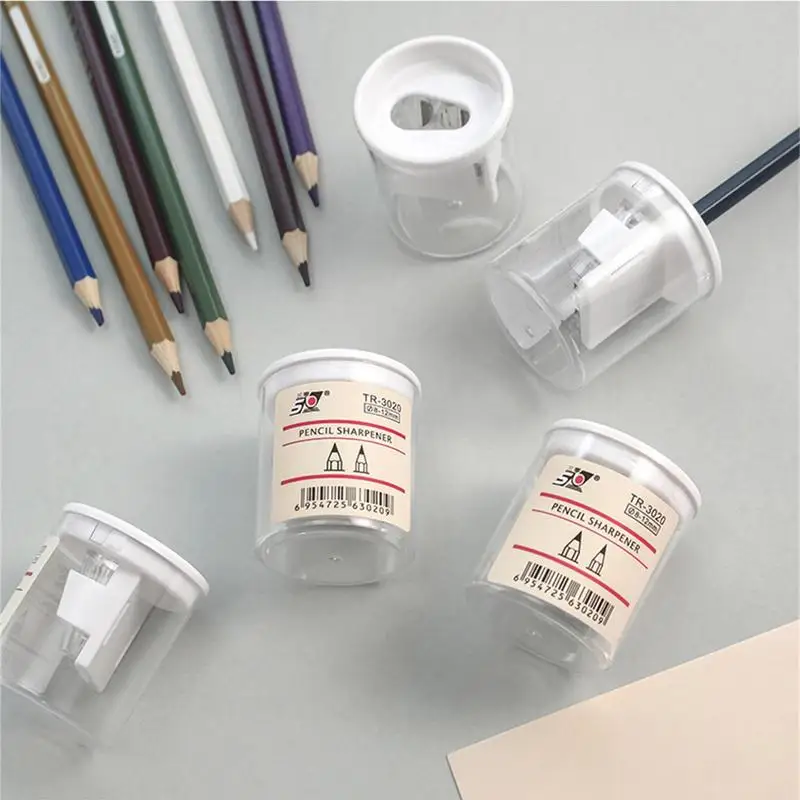 Sacapuntas transparente, sacapuntas de mano, lápiz labial portátil, cortador de afilado, suministros escolares para niños y niñas