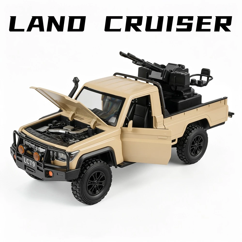 1:24 Land Cruiser LC79 LC300 Car Model Toy Music Light Pull Back Off-road Vehicles Doors Opened Models Home Decor Decoration