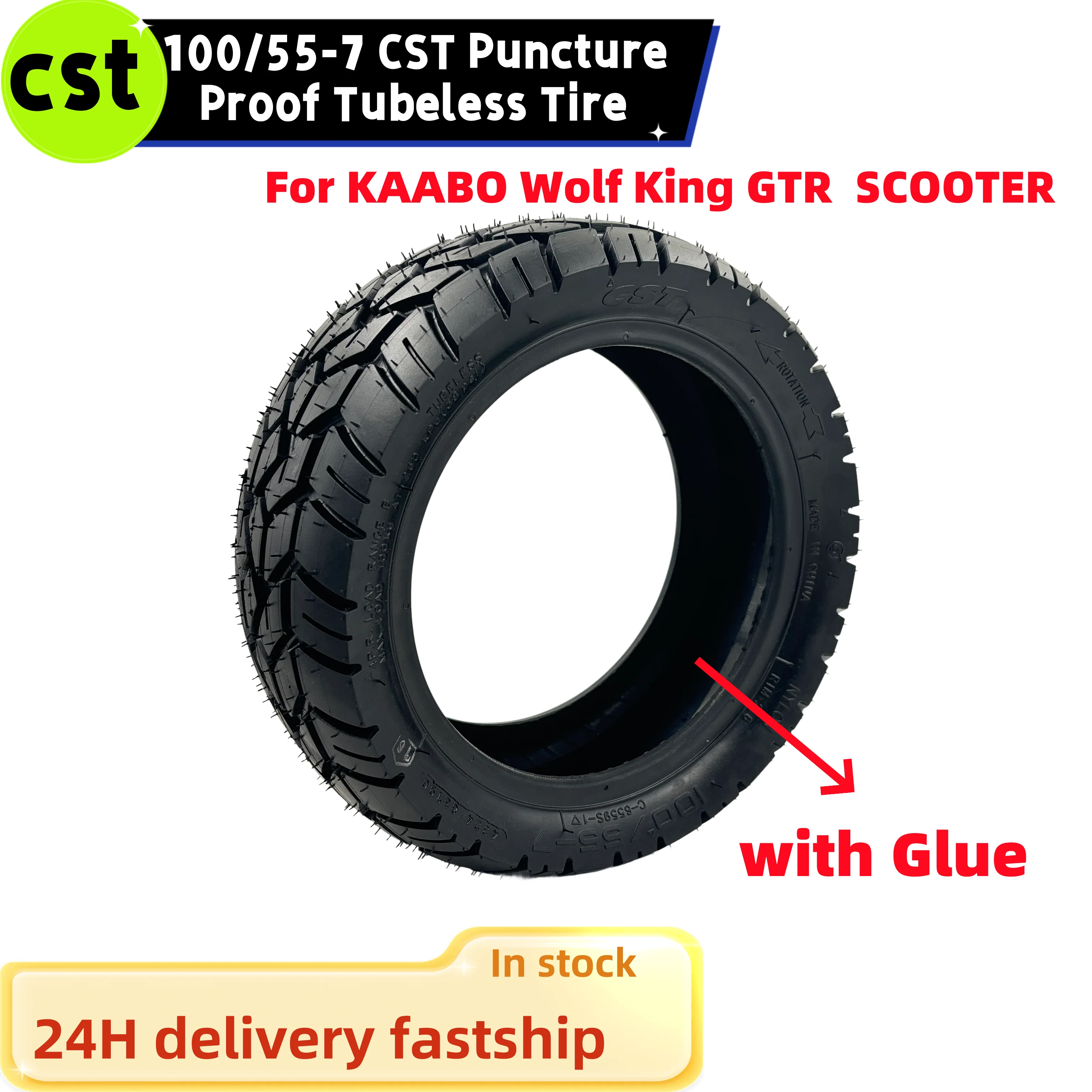 

12inch 100/55-7 with Glue Run-flat Tire Improved Puncture-proof Tube CST Tyre For Kaabo Wolf King GTR Electric Scooter