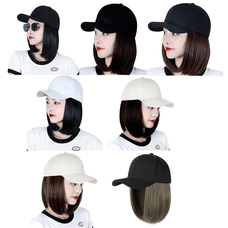 Straight Short Bob Baseball With Hair Extensions For Women Baseball Hat