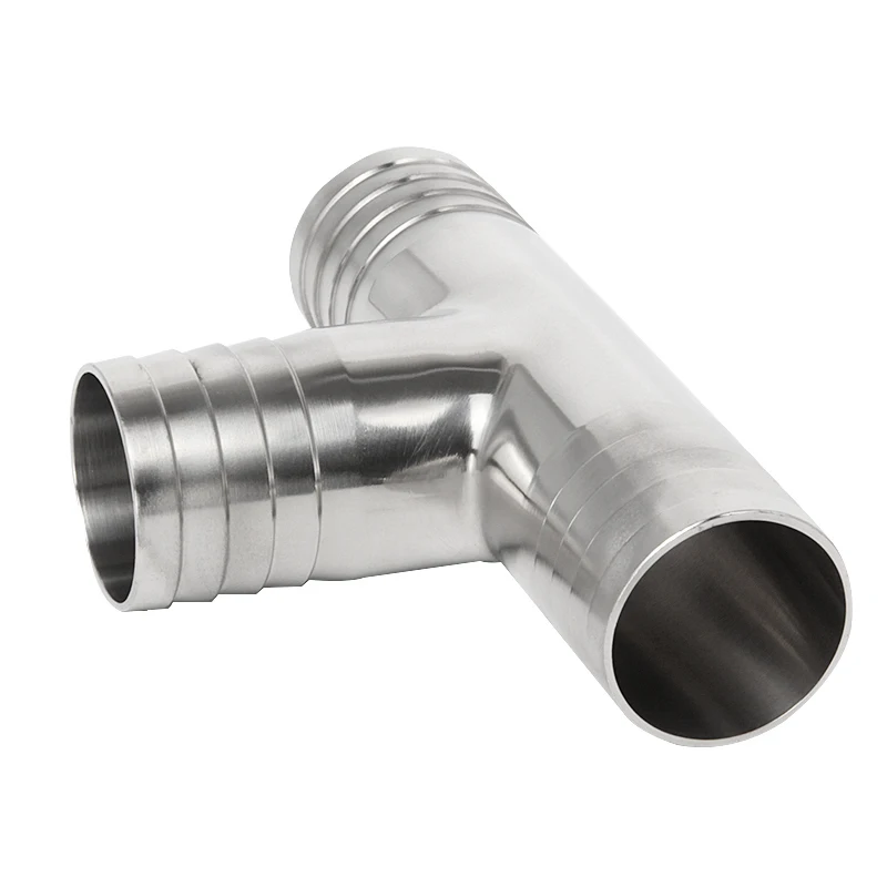 12.7 16 19 25 32 38 45 51mm Hose Barb Tail 304 Stainless Steel Sanitary Pipe Fitting Tee 3 Ways Connector Splitter Homebrew