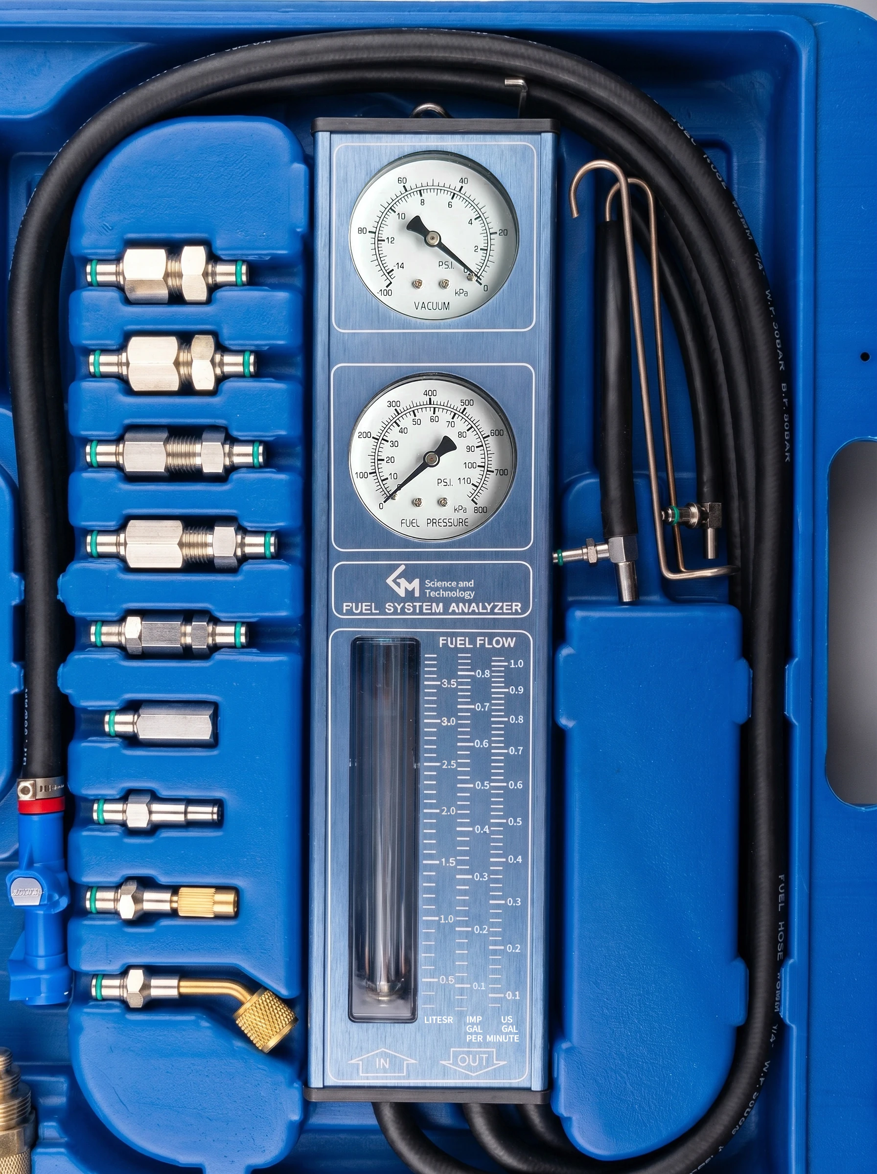 F831 Fuel Pressure Flow Meter Engine Fuel System Tester Fuel Pressure Gauge Flow  Back Pressure Meter Vacuum Meter