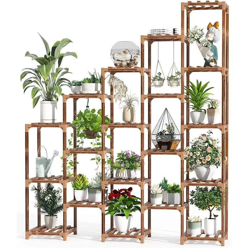 Plant Stand Indoor Outdoor,Super Large Plant Shelf Multi Tiered Wood Flower Shelves Wooden Rack Garden Holder Planter Display