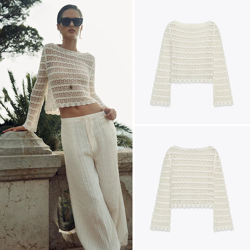 

Street Sle Long Sve вязаный свитер легкий Maturi Trend Новое поступление для женщин лето 2025 цвет ор длина