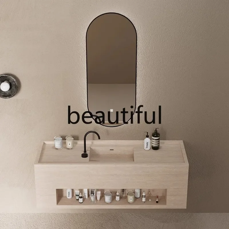 حوض غسيل متكامل من ألواح الصخور الإيطالية البسيطة، حوض غسيل معلق من ألواح الصخور