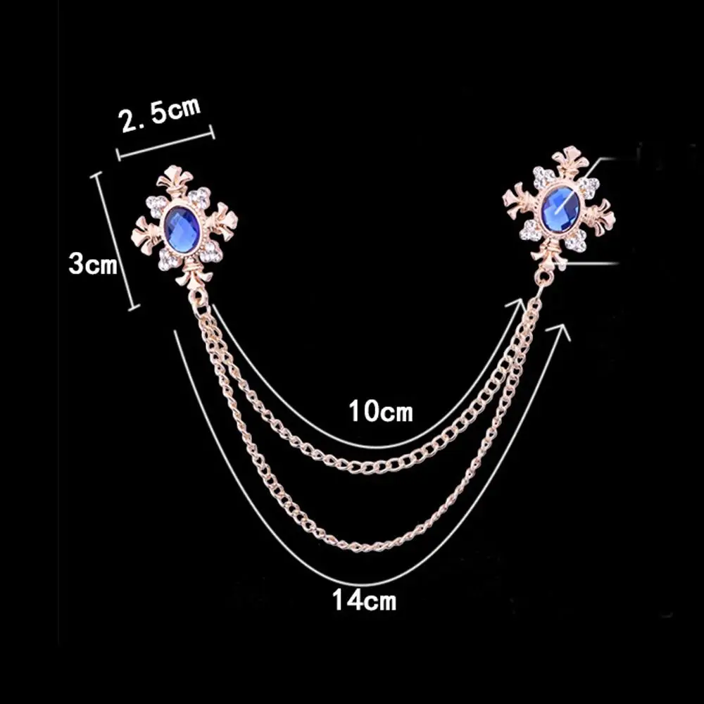 شخصية أنيقة شرابة سلسلة الزركون للبالغين حجر الراين الكورية شارة دبوس التلبيب دبوس مشبك النساء دبابيس الرجال طوق دبابيس #5