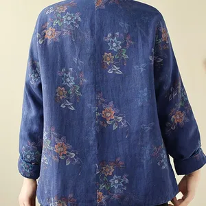 Gelegenheitsfrau gepolsterte Jacken Neuankömmlinge 2023 Herbst Chinesische Stil Vintage Blumener loser Eindruck weibliche Bruttomänner B3194 10 Hauptverkaufsmantel, insbesondere floral - №5