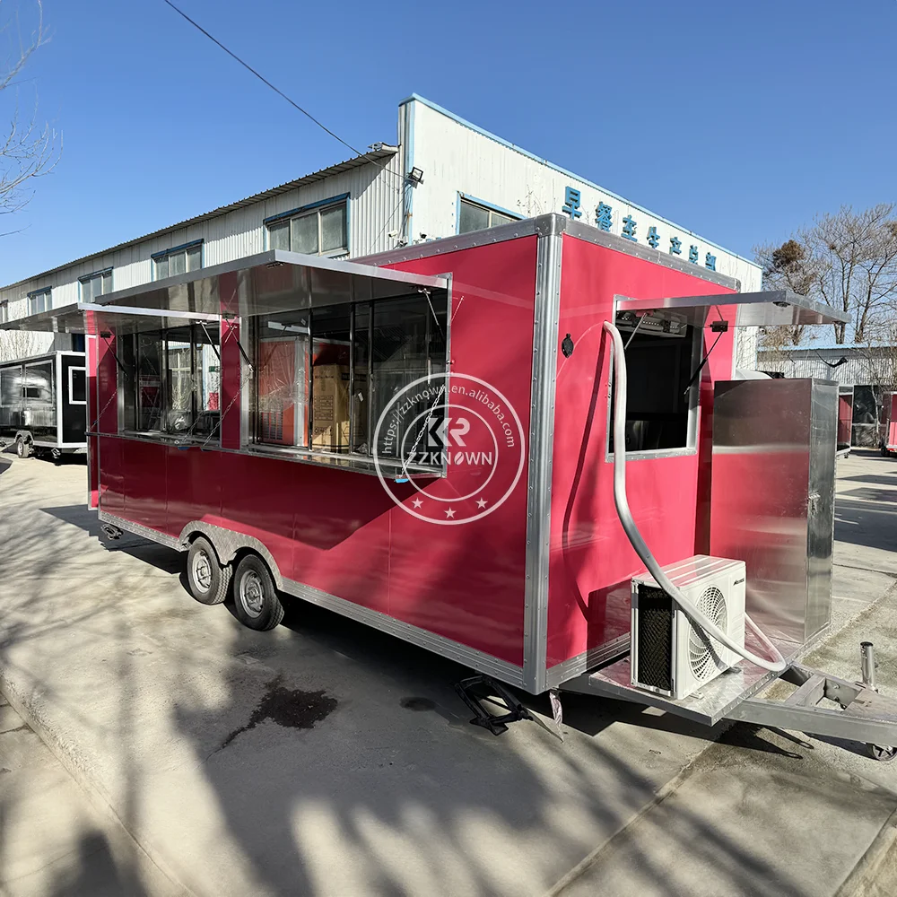 Custom Concession Food Trailer Fully Equipped Mobile Kitchen Coffee Ice Cream Cart BBQ Pizza Ice Cream Truck Catering Trailer