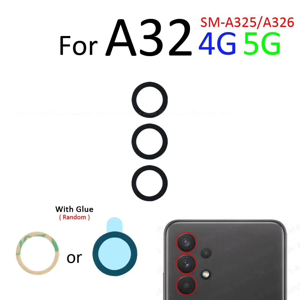 Rear Camera Lens With Glue Sticker For Samsung Galaxy A02 A12 A22 A32 A42 A52 A72 A33 A53 A73 5G 4G Back Camera Glass Parts