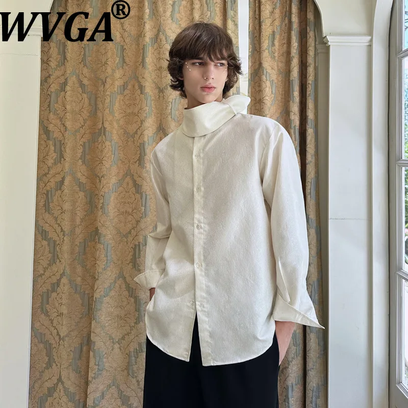 WVGA Autumn New Men's Long Sleeved Vintage High-end Champagne-colored Trendy Shirt Niche Chic Casual Fashionable Tops Ins W27904