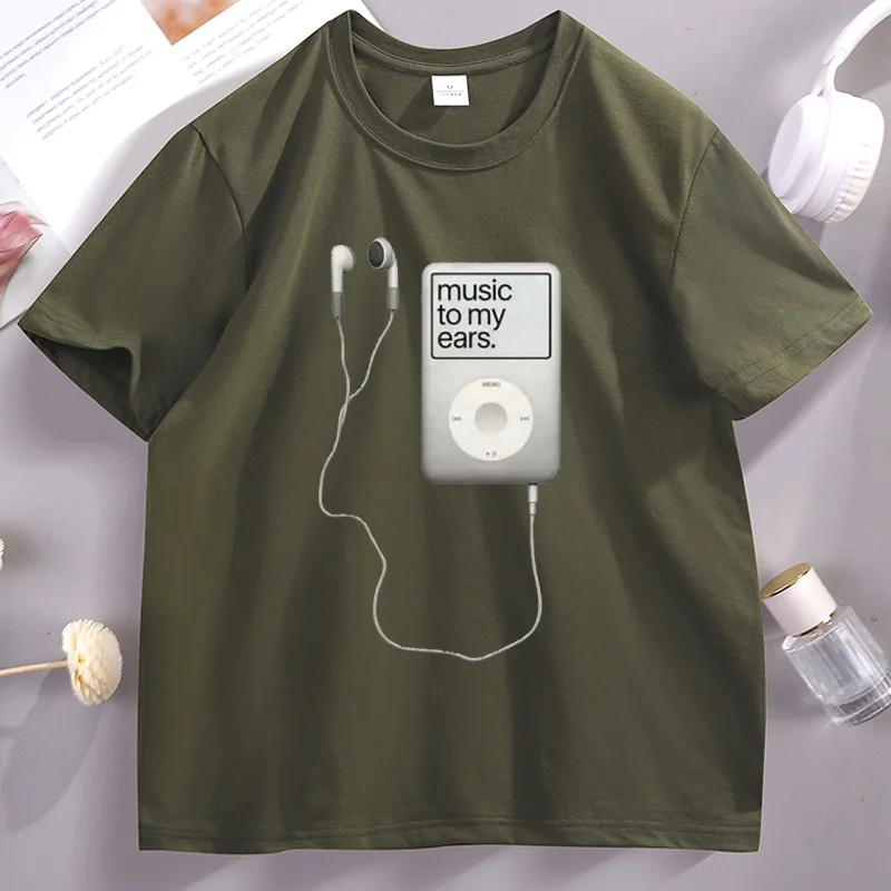 Music To My Ears Graphic Tshirt Musician T-Shirt Vintage Funny Music Lovers T Shirt Cotton Short Sleeve Round Neck Tees