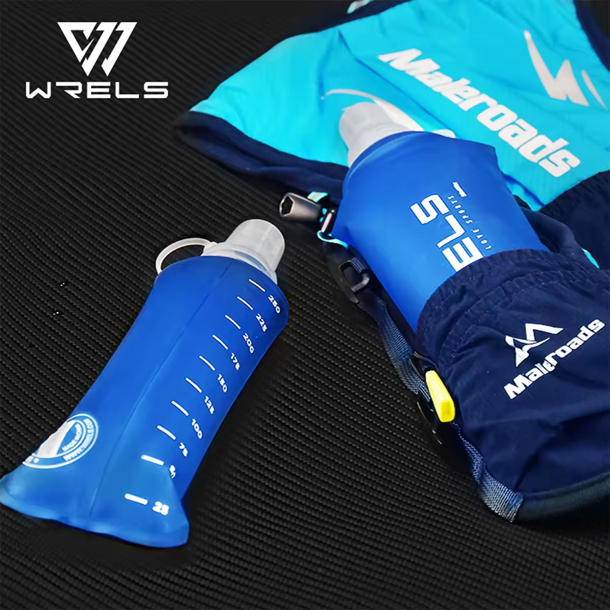 WRELS Outdoor-Wasserflasche, zusammenklappbar, Silikon-Bissgröße, Laufen, Camping, Wandern, Reisen, praktische Wasserflasche, 150 ml, 500 ml, 250 m