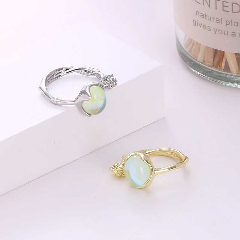 Unique and Minimalist Designer Egg-Shaped Stone Ring for Women with a Trendy and Edgy Style - Opening Upward Fashion Accessory