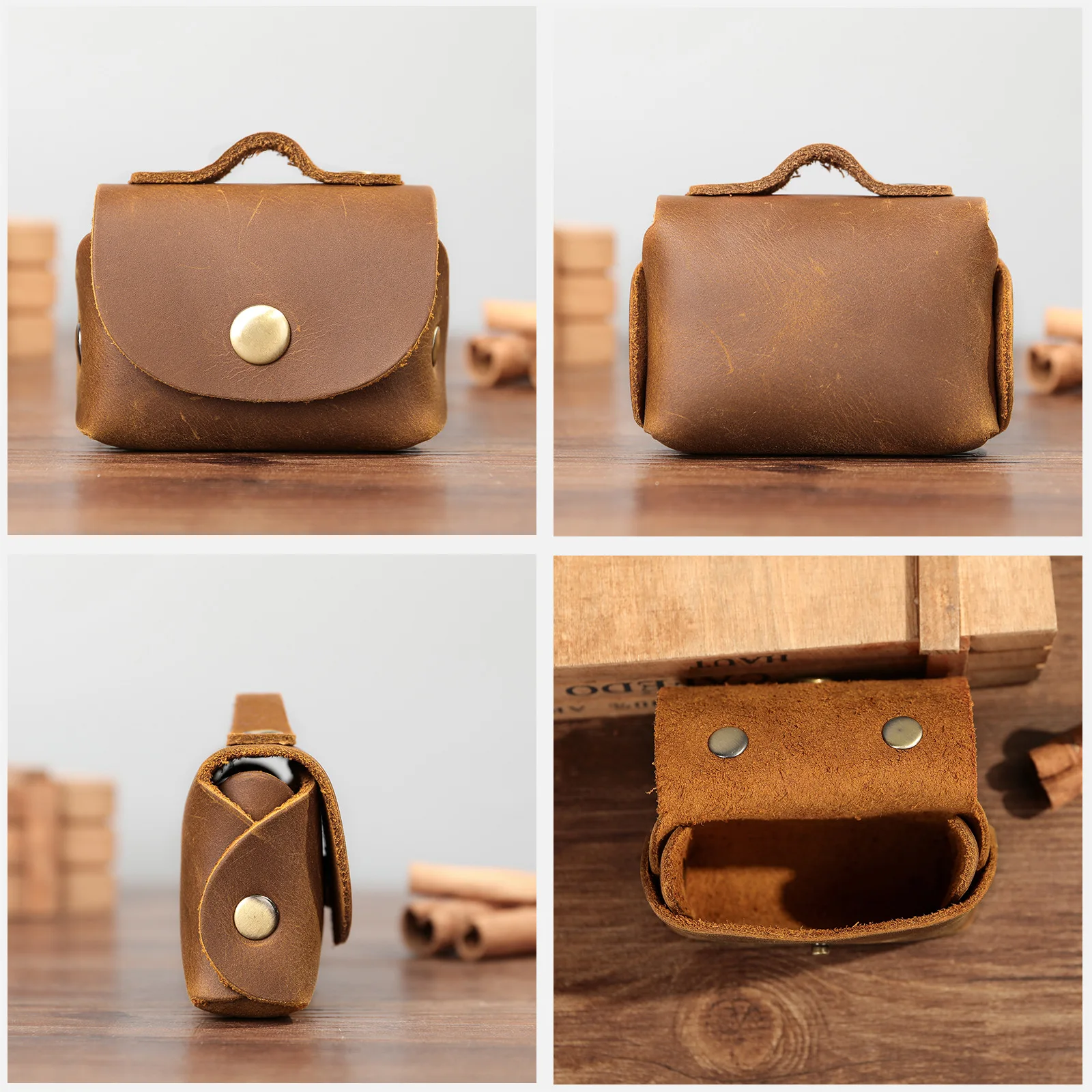 محفظة صغيرة محمولة للعملات المعدنية من الجلد الطبيعي حقيبة تخزين كلاسيكية ومحفظة مفاتيح رائعة للنساء والرجال