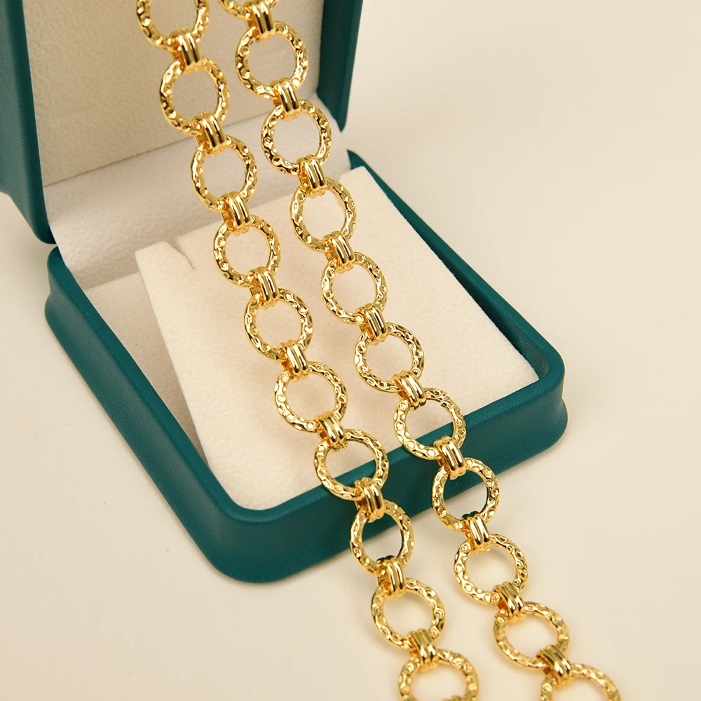 APDGG 1 Meter Yellow Gold Plated Circle Copper Fashion Bezel Set Chain Paperclip Neck Chain Pearl Necklace Making DIY
