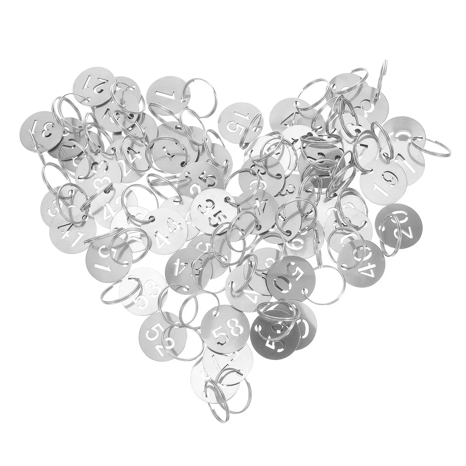 60pcs Stainless Steel Hollow Round Key Tags for Locker, Dorm & Office Key Organization