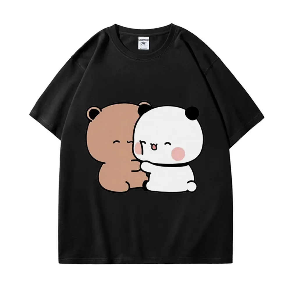 Panda Bear Bubu Dudu Love Hug Graphic T Shirts Harajuku Cartoon Short Sleeve T-shirt Kawaii Fashion Oversized T-shirts Unisex