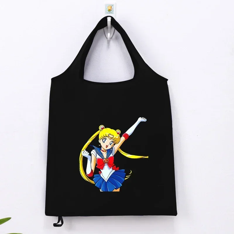 Sailor Moons Women Folding Shopping Bag Easy To Carry Reusable Large Capacity Eco-Friendly Storage Tote Handbag Bags Girls Gifts