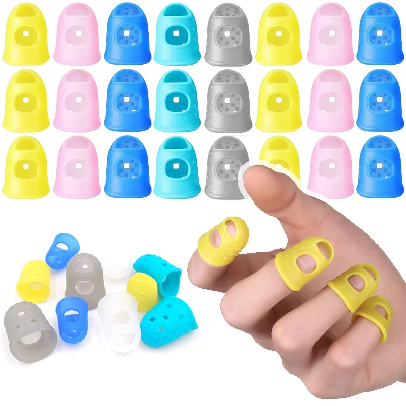 5PCS Multifunctional Silicone Thimbles Guitar Fingertip Protector Assorted Color Hollow Out Breathable Non-Slip Finger Cover ZYF
