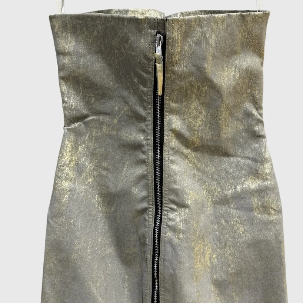 High Street Party Dresses Women's Metallic Glossy Textured Camisole Hollowed Out Cutting and Fashionable Strapless Dress