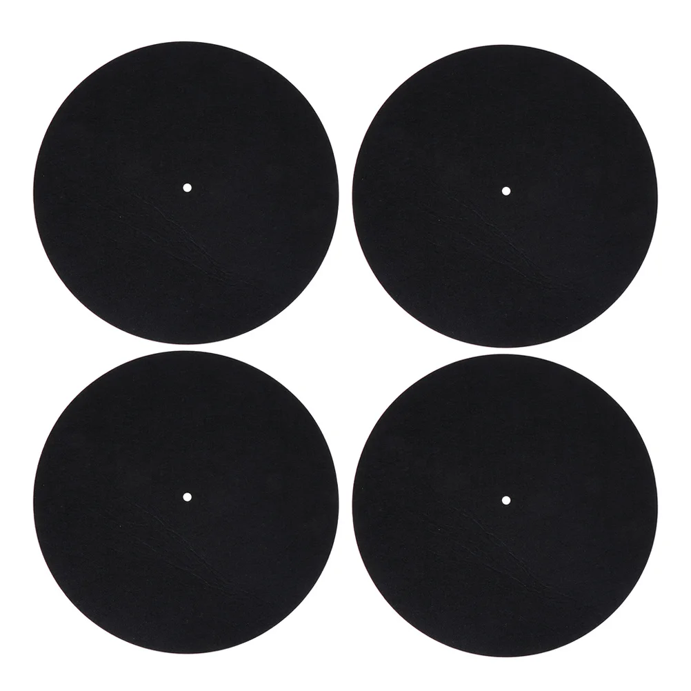 

4pcs 12 Inch Black Vinyl Record Player Mat Anti-Slip Anti-Static Felt Turntable Slipmat For Home Dj Equipment Record Platter Pad