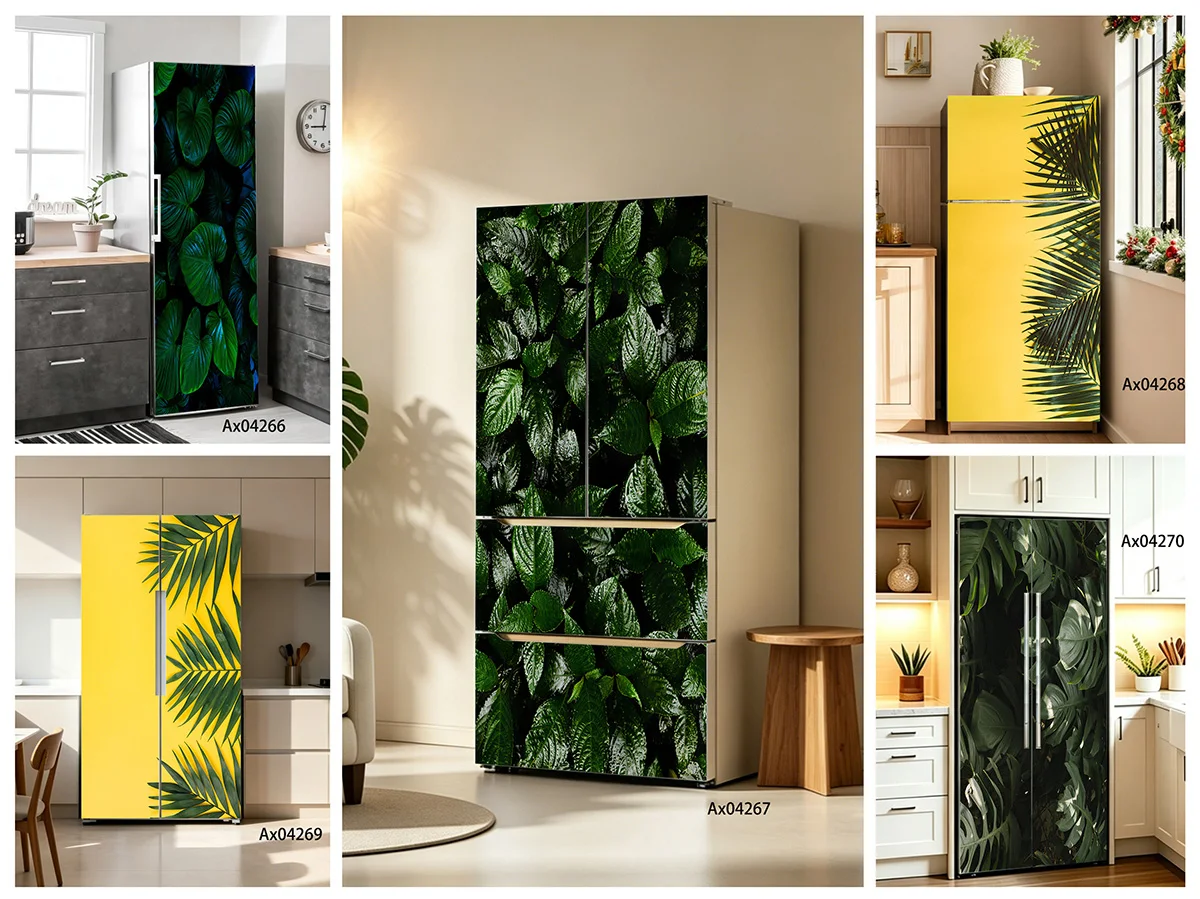 Tropical Green Palm Banana Leaf Self Adhesive Wallpaper Fridge Sticker Aesthetic Decor for Cabinet