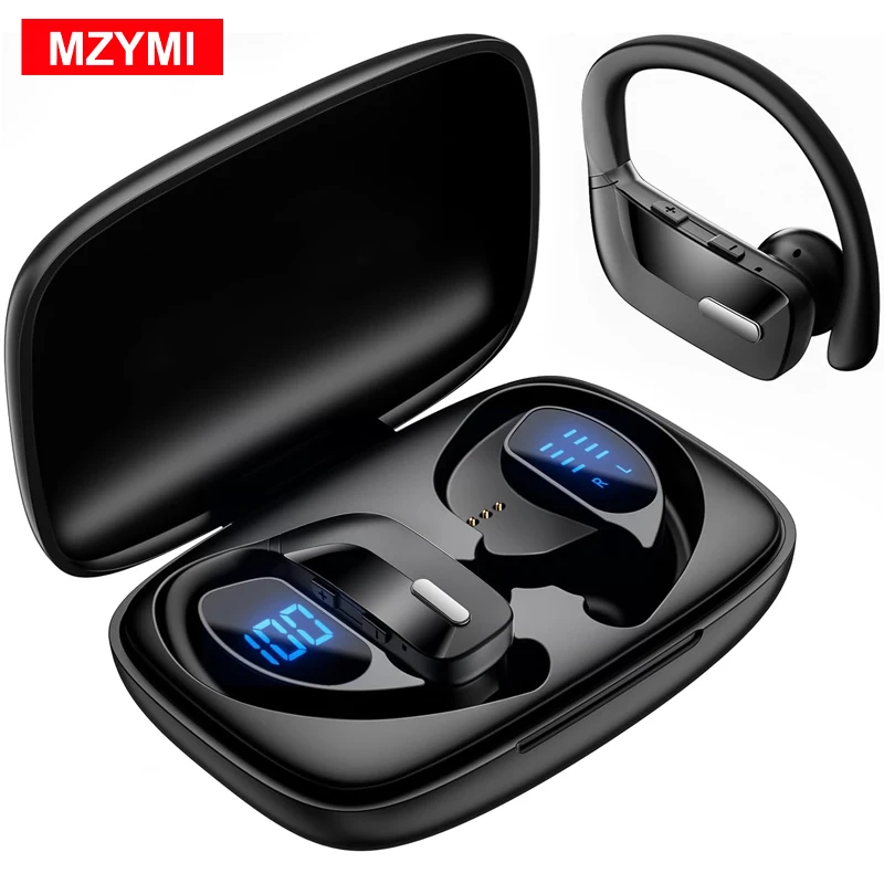 

MZYMI Wireless Earbuds with Earhooks 80Hrs Bluetooth Headphones Over-Ear ENC Noise Canceling Mic Earphones Waterproof Headset