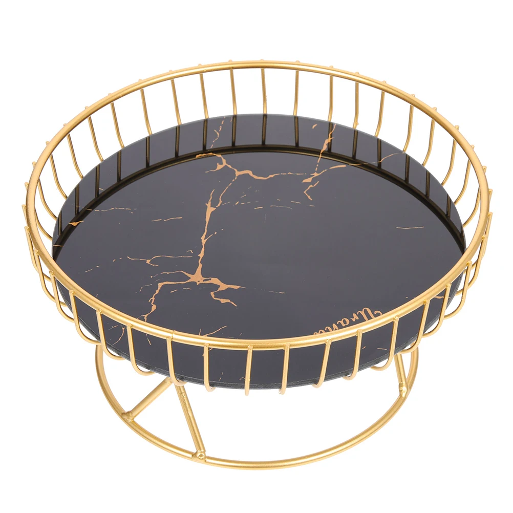 

Wrought Iron Snack Plate Metal Wire Fruit Basket Platter Black Gold Centerpieces Tray Storage Kitchen Living Room Bedroom Decor