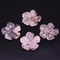 40-60mm Peach Blossom Natural Blossom Agate Healing Crystal Stone Carving Flowers Figurine Crafts Home Decoration Jewelry Making