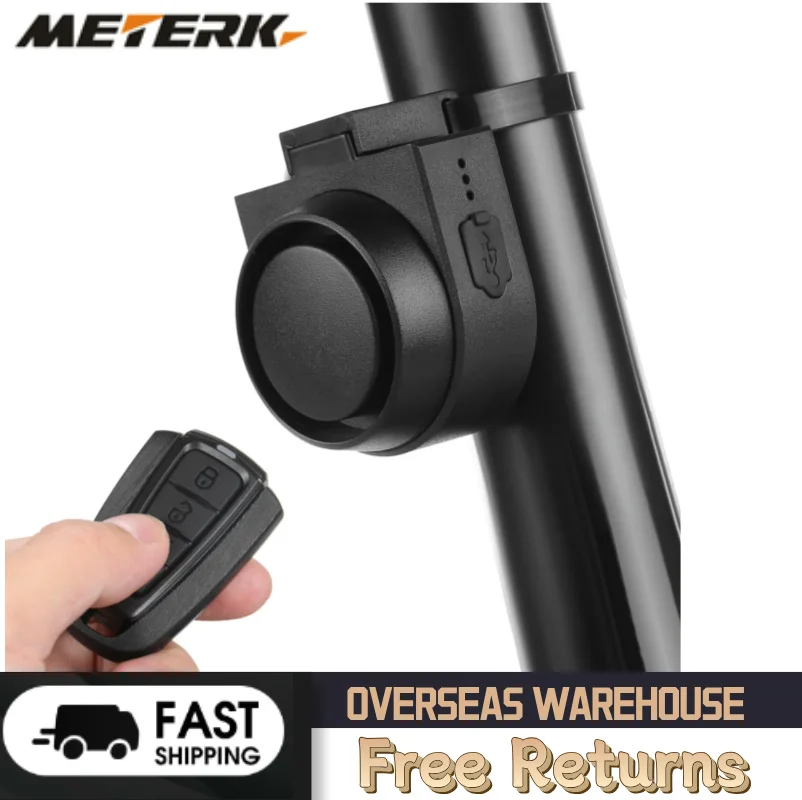 Wireless Bike Horn 115dB Loud Bicycle Anti-theft Horn IPX5 Bicycle Alarm Bell 5 Sound Modes 3 Vibration Sensitivity Adjustment
