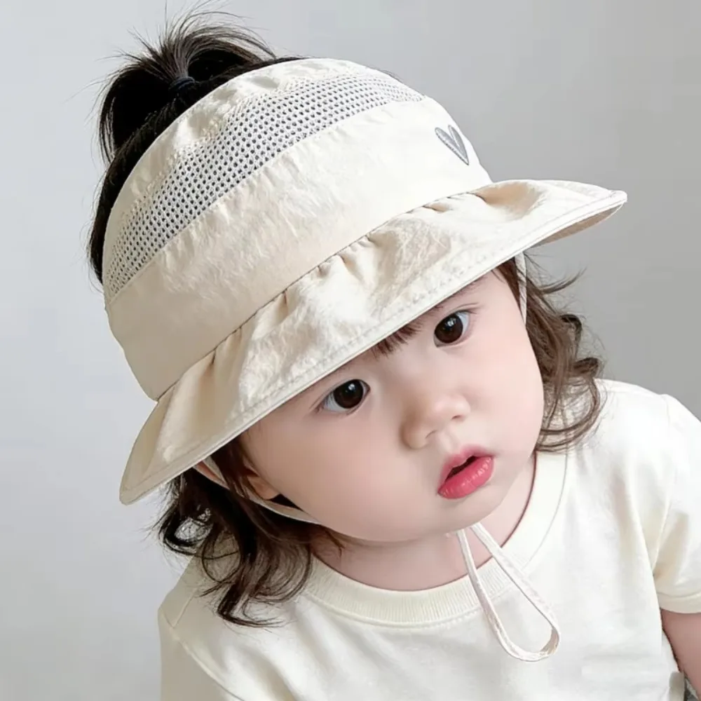 Fashion Breathable Mesh Sun Hat Quick Drying Wide Brim Kids Cap Lightweight Open-Top Sunshade Hat Summer