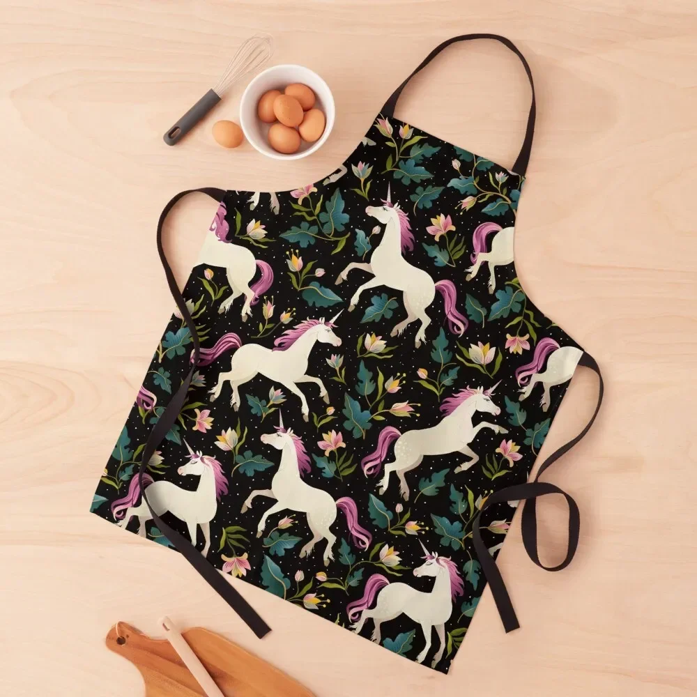

Unicorns in a magic forest Apron Kitchen Apras Man Kitchens Men Barber For Women Apron