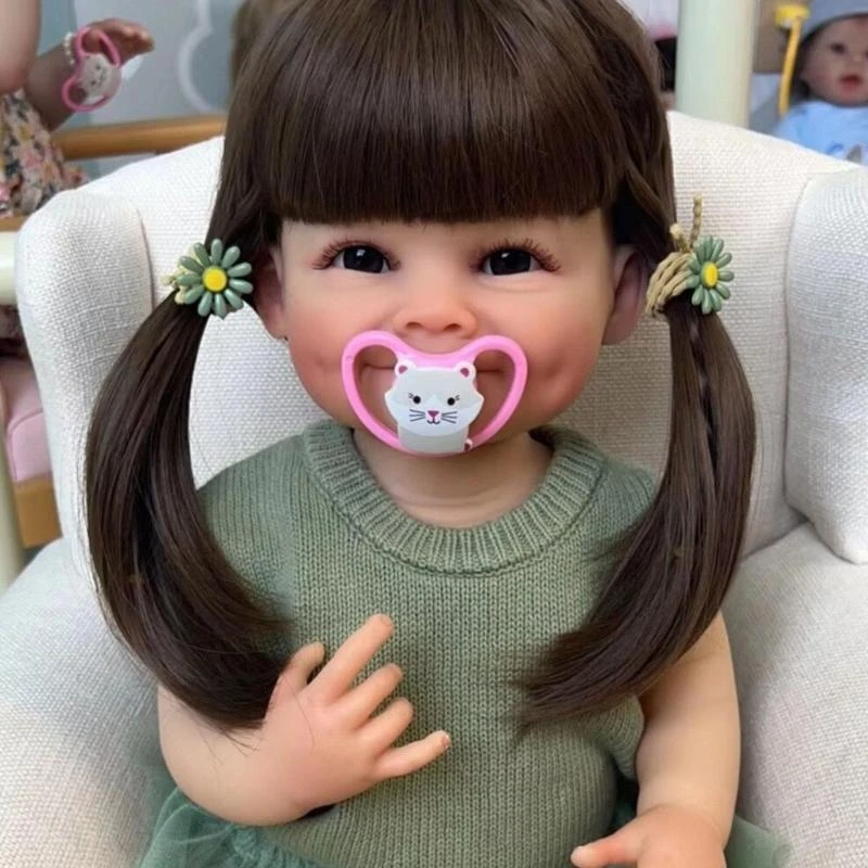

21'' Reborns Doll Toddler Girl Doll Soft Vinyl Life Like Doll Realistic Doll Long Hair Children Sleeping Toy 15UB