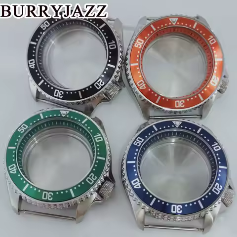BURRYJAZZ 007 42mm NH35 NH36 NH34 NH38 NH70 NH72 Watch Case Silver Stainless Steel Case Black Blue Green Orange Ring