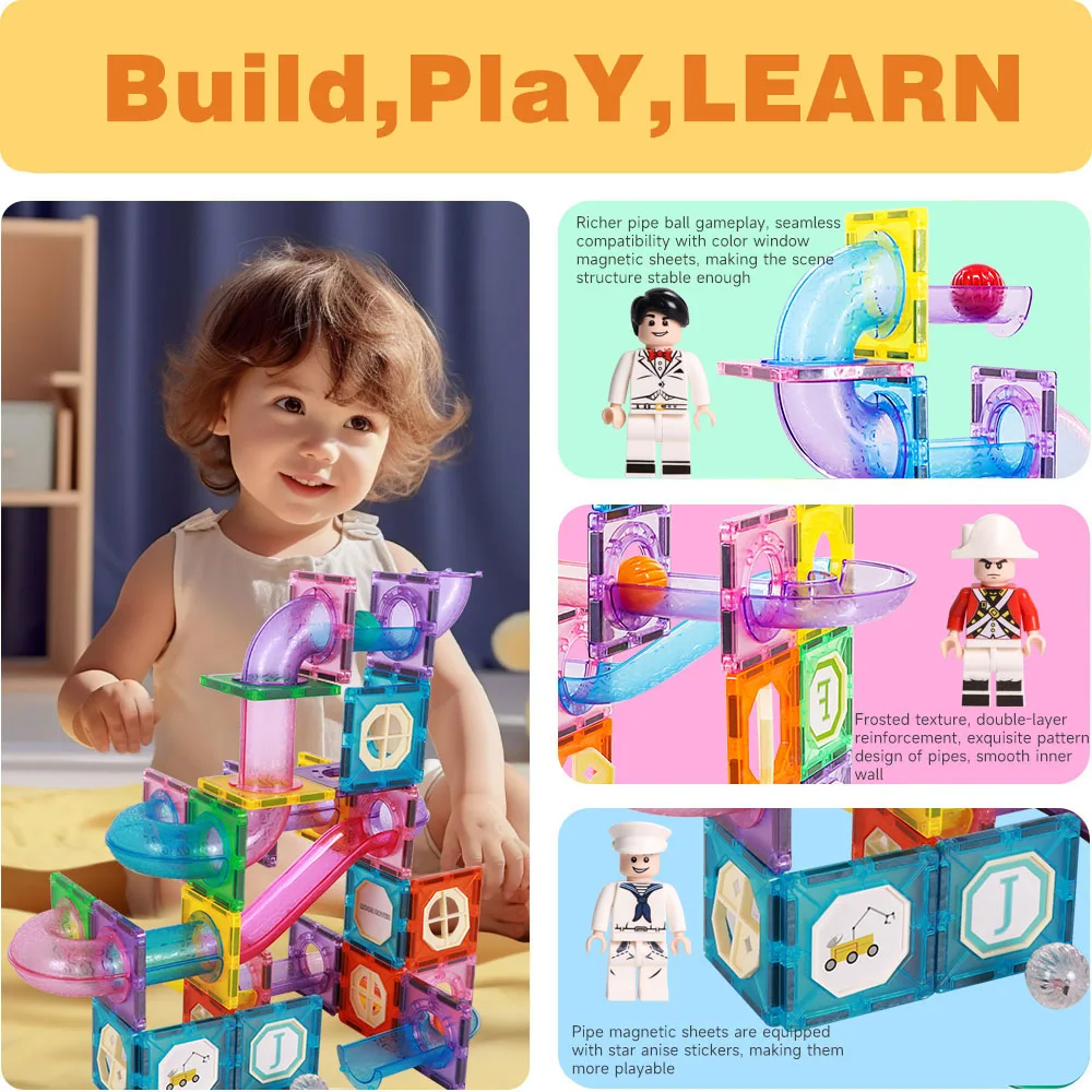 GIROMAG Magnetische tegels en buizen bouwset STEM Educatief constructiespeelgoed voor kinderen, jongens en meisjes van 3-12 jaar