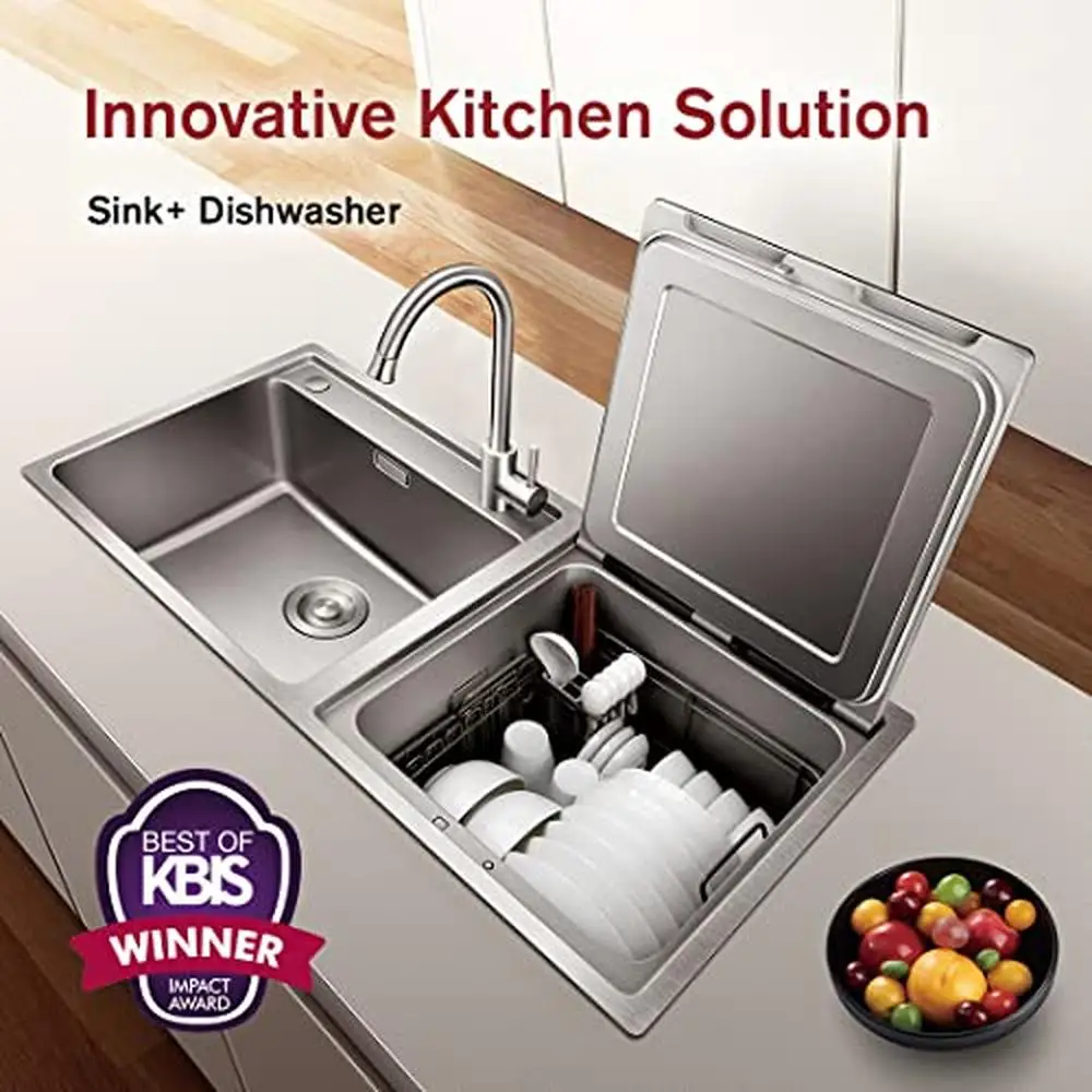 Kitchen Sink Dishwasher Combo Sanitizing Efficient Cleaning System Compact Design