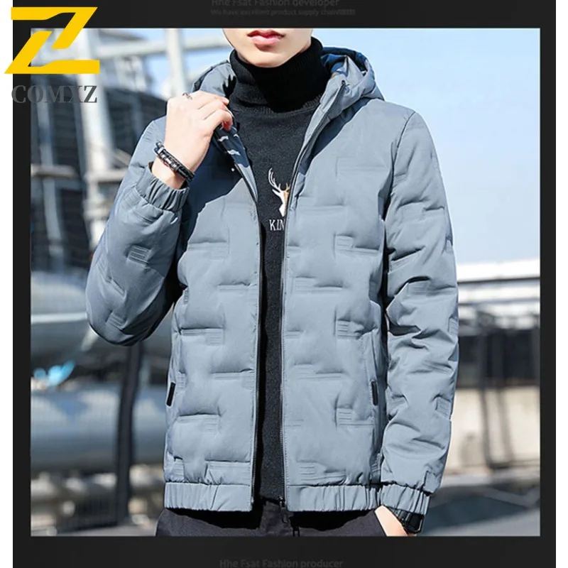 COMXZ 2025 Men Outdoor Sports Cotton Jacket  Autumn Winter Korean Style Hooded Waterproof Windproof Warm Fashion Leisure Coat