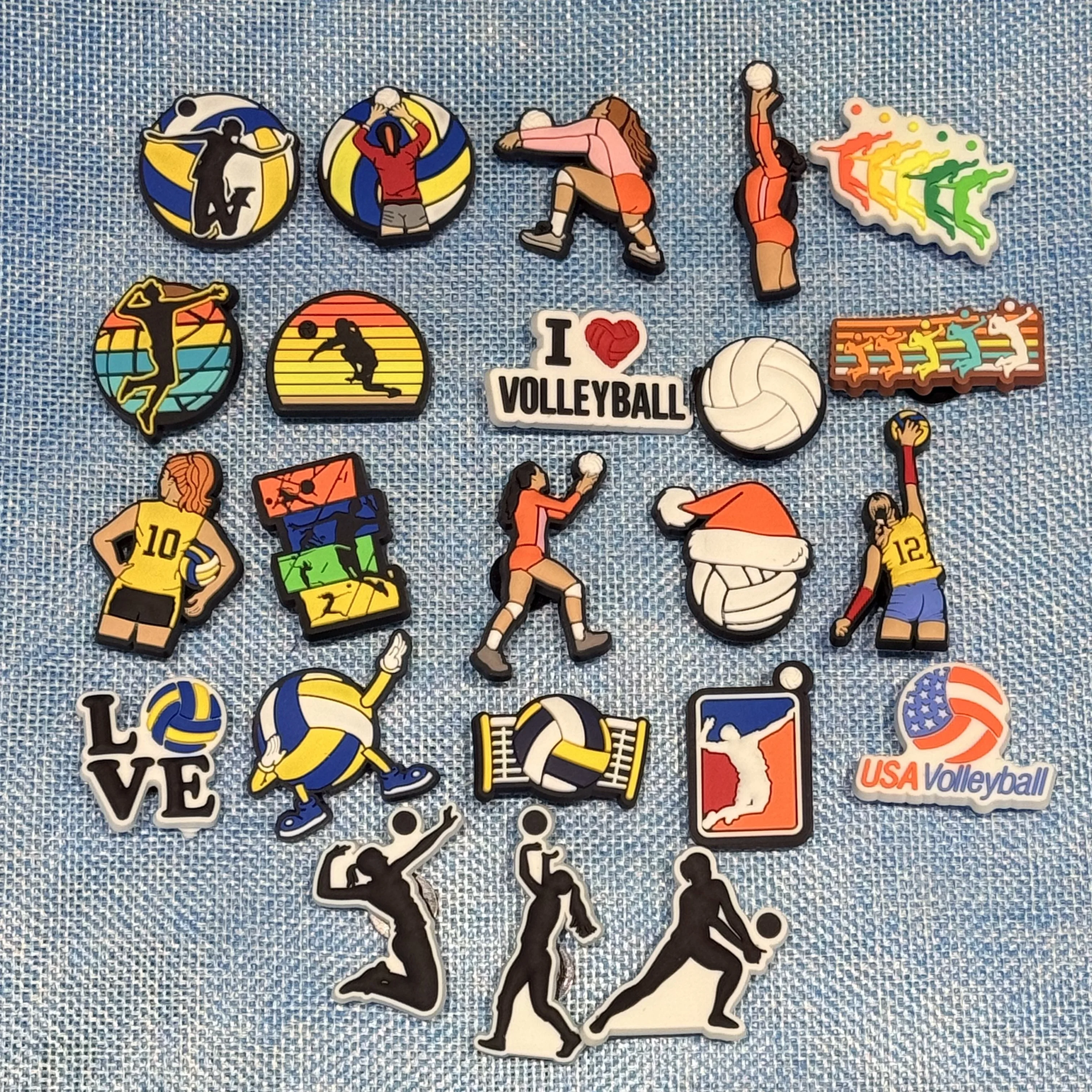 Breloques de chaussures de volley-ball en PVC, 1 à 3 pièces, pour sabots, épingles, sandales, accessoires de chaussures, chaussures de jardin, décorations de boutons, cadeau pour femmes