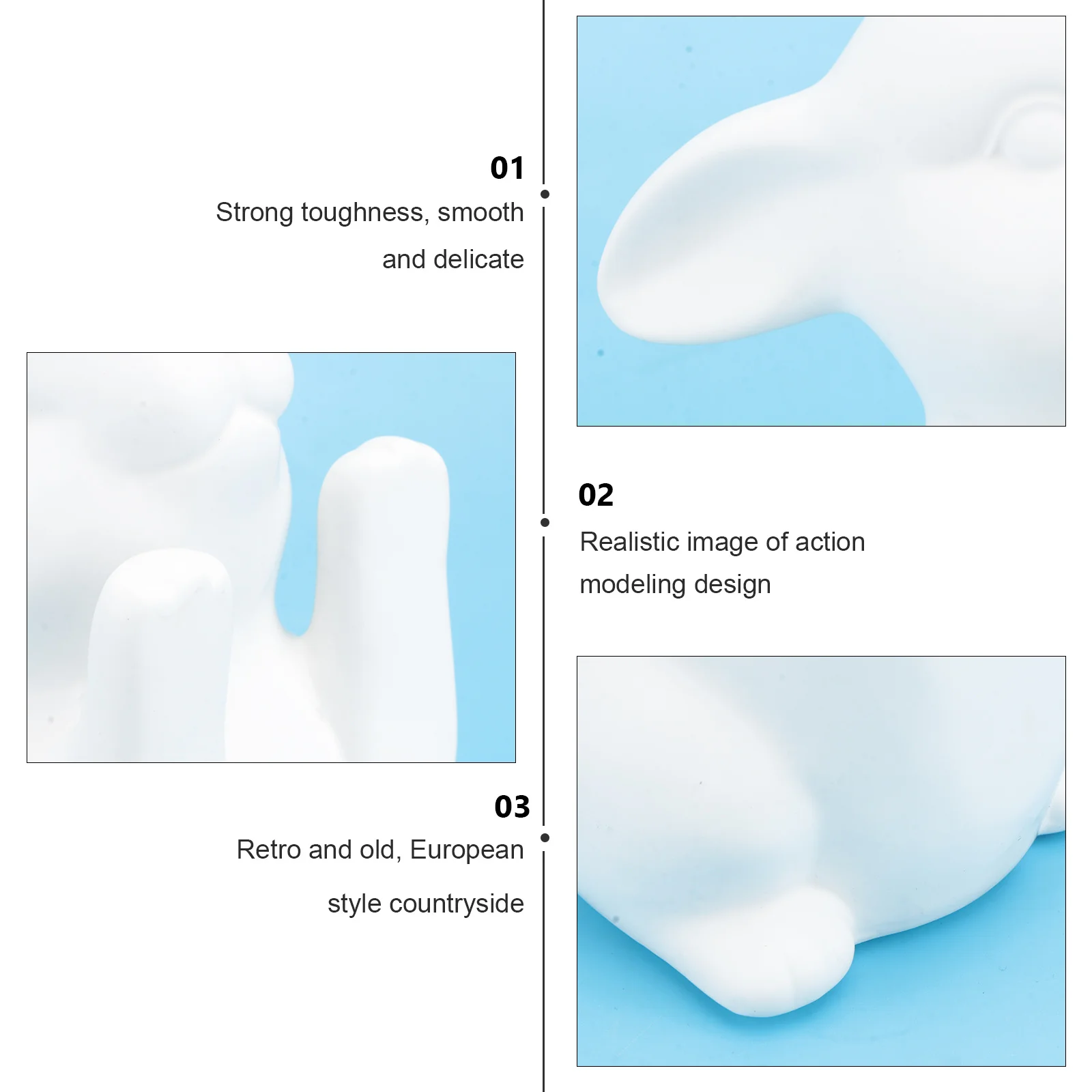 

2Pcs White Ceramic Rabbit Bookend Strong Hold for Heavy Books Modern Desk Decor Student Book Stand Home Office Library Display