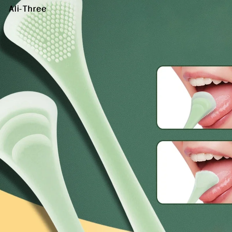 Tongue Cleaning Brush Soft Silicone Tongue Cleaning Tool Double Side Cleaning Massage Tongue Scraper Oral Health Care Tool