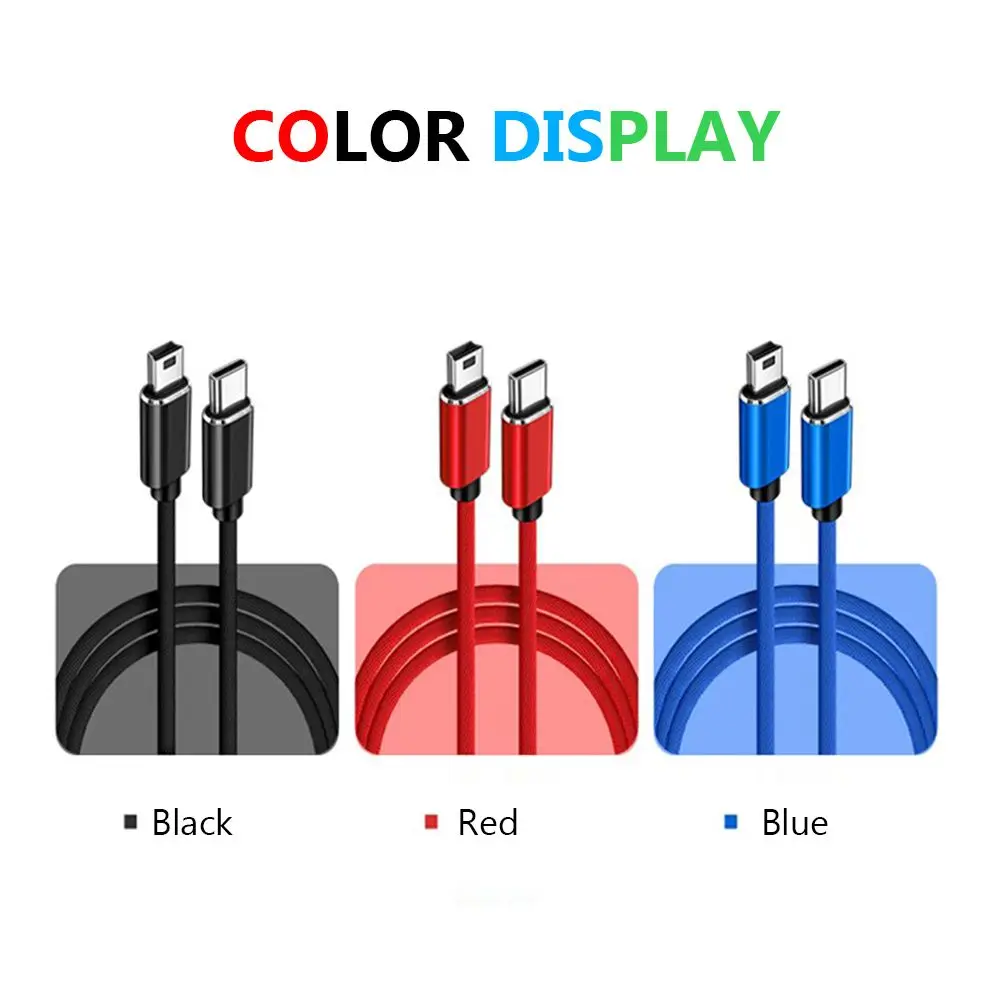 USB Type C To Mini USB Cable Quick Charging Data Sync USB-C to Mini 5-Pin OTG Cord for Digital Camera MP3 Player GPS Receiver