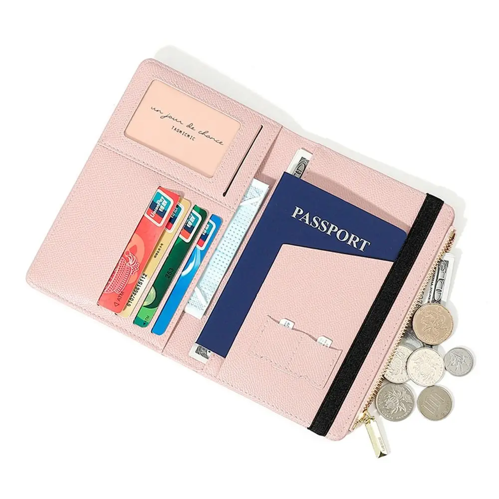 Portable Travel Ultra-thin Passport Holder RFID PU Leather Passport Cover Bag Multi-function Document Package Cover