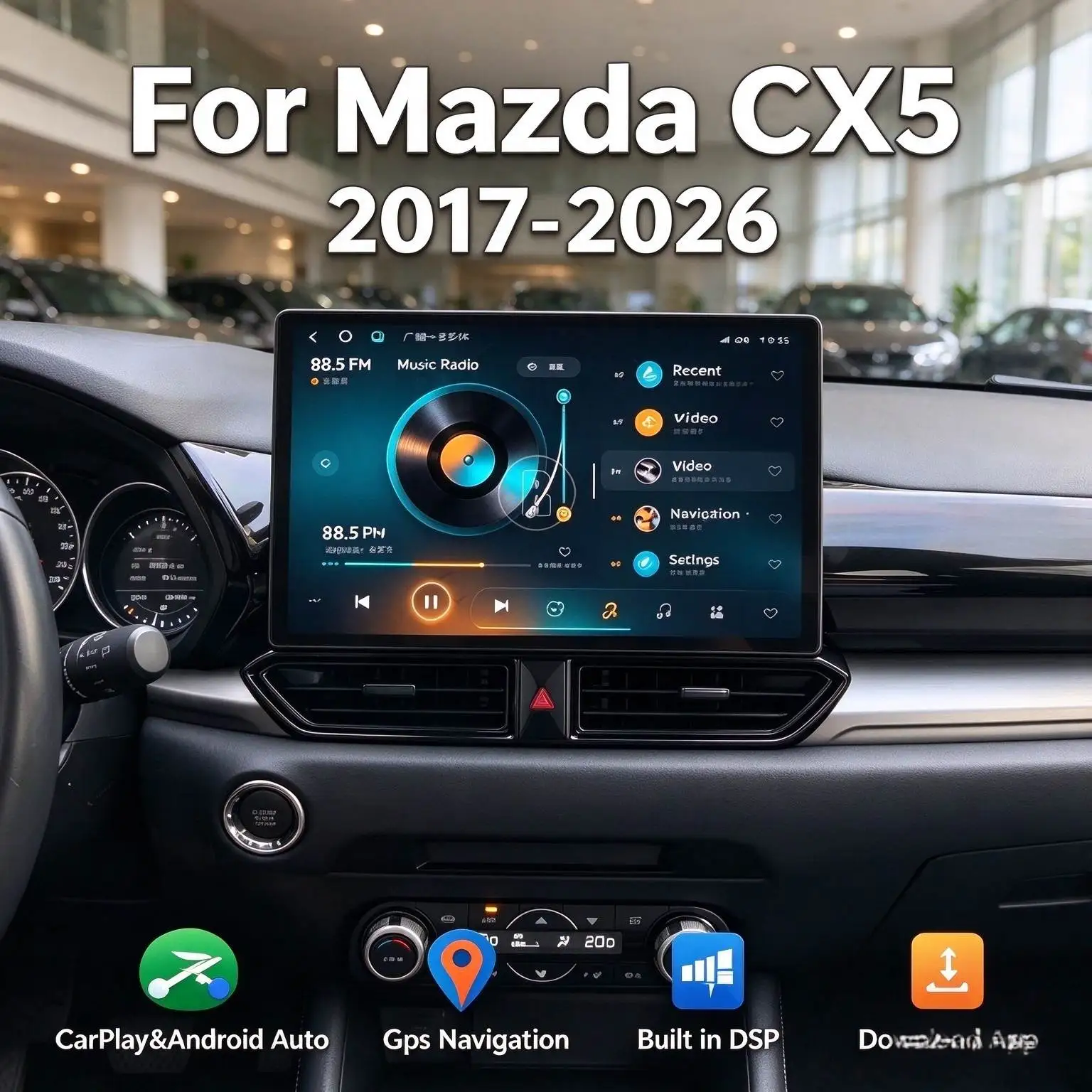 For Mazda Cx5 Cx-5 2017-2022 13inch Carplay Screen Android Auto Multimedia Video Player Car Radio Stereo GPS Navigation HeadUnit