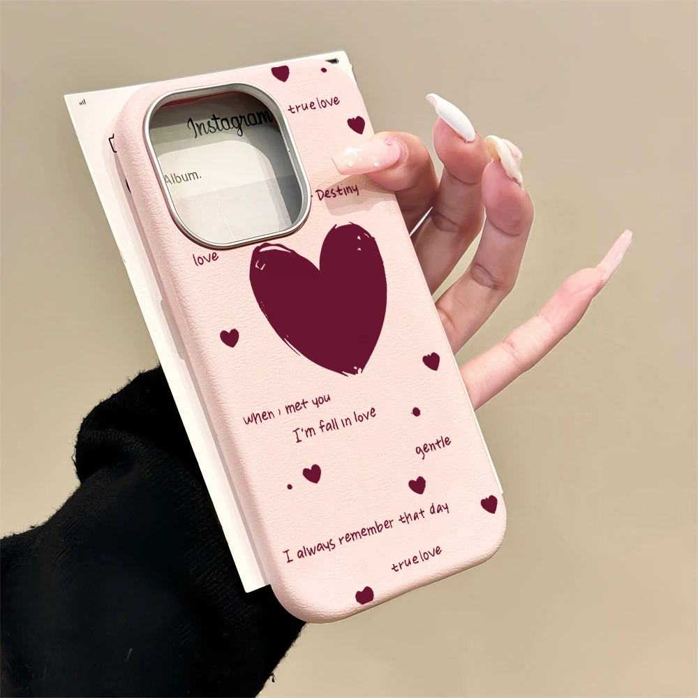 TPU Phone Case For Samsung Galaxy S26 S22 S24 S23 S25 S21 Ultra A57 A54 A34 A36 A37 Matte Minimal Wine Heart Romantic Text Cover