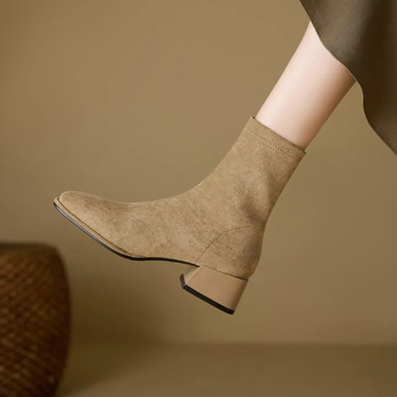 Handmade Retro Soft Leather Women's Boots Autumn Winter Fashion Short Boots Luxury Trendy Female Footwear Microfiber Material #4