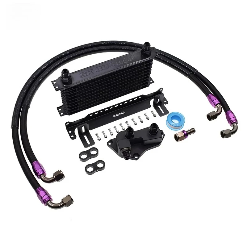 Aluminum 10 Row Engine Oil Cooler Radiator Kit for BMW N20 N26 N51 N52 N53 N54 N55 with 73 to 83 Degree Thermostat